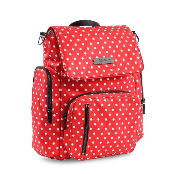 JuJuBe Black Ruby Be Sporty Backpack Red Polka Dot Messenger Strap Change Pad - Picture 13 of 16